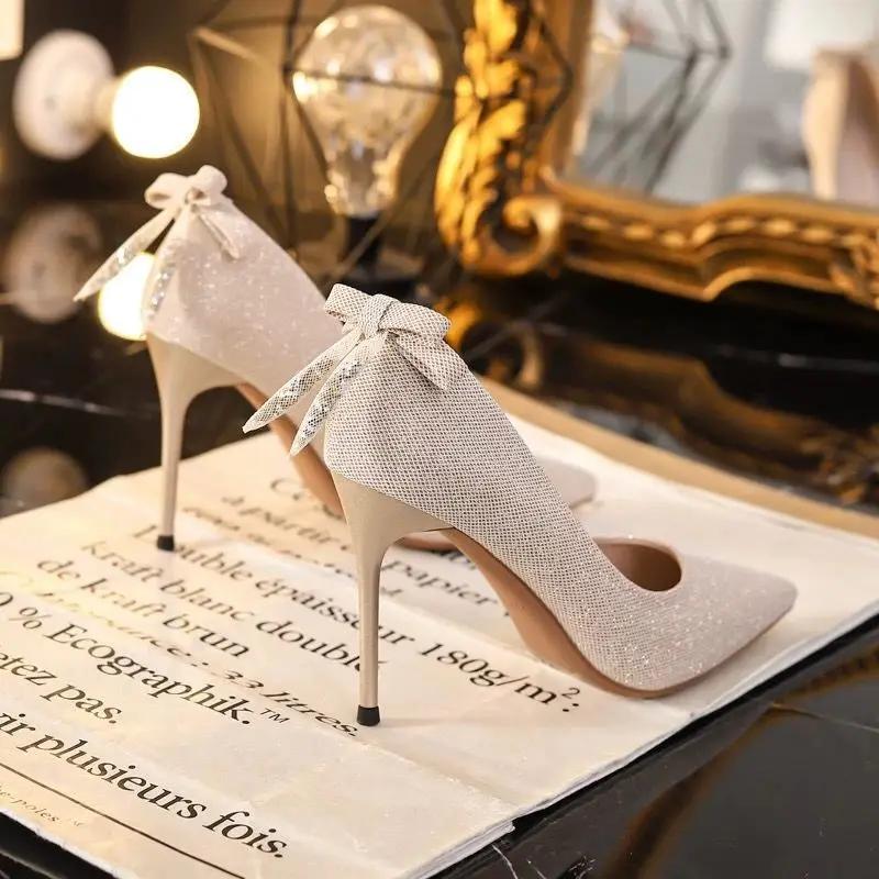 Woman Pumps Shoes for Women Evening Pointed Toe Super High Heel Formal Stilito Luxury Brand Young Chic and Elegant Casual Point