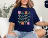 Boho Chic Floral T-Shirt and Kids Tshirt, Colorful Garden Inspired Design, Women's Stylish Casual Wear