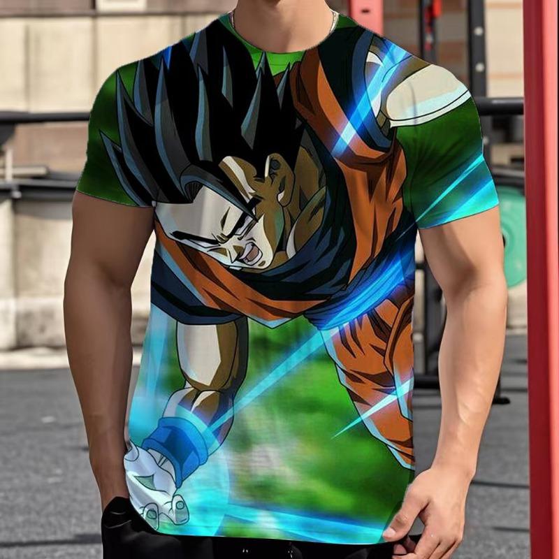 2026 Summer Dragon Ball Retro Fitness T-shirt Men's Oversized 3D Printed Short-sleeved Family Unisex Children's Sports Shirt