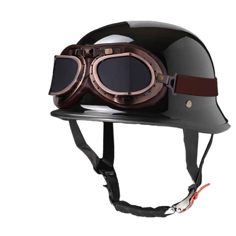 German Crafted Vintage Steel Cruiser Helmets | Half Face Unisex Motorcycle Helmets | DOT Certified for Reliable Protection
