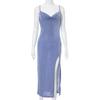 QICED Women's Spring Solid Color Halter Neck Swing High Waisted Spice Girl Dress