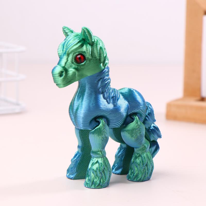 3D Printed Toy Sunshine Rainbow Horse Simulated Statue Cute Pony Joint Tail Movable Figurine Office Decor Children'S Gift