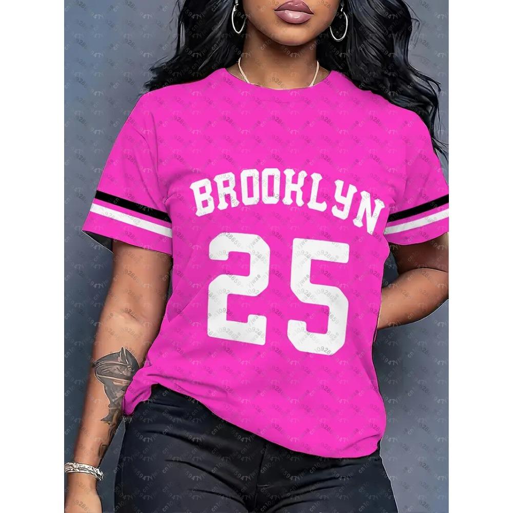 Women s printed round neck short sleeved T-shirt summer pattern T-shirt plus size XS