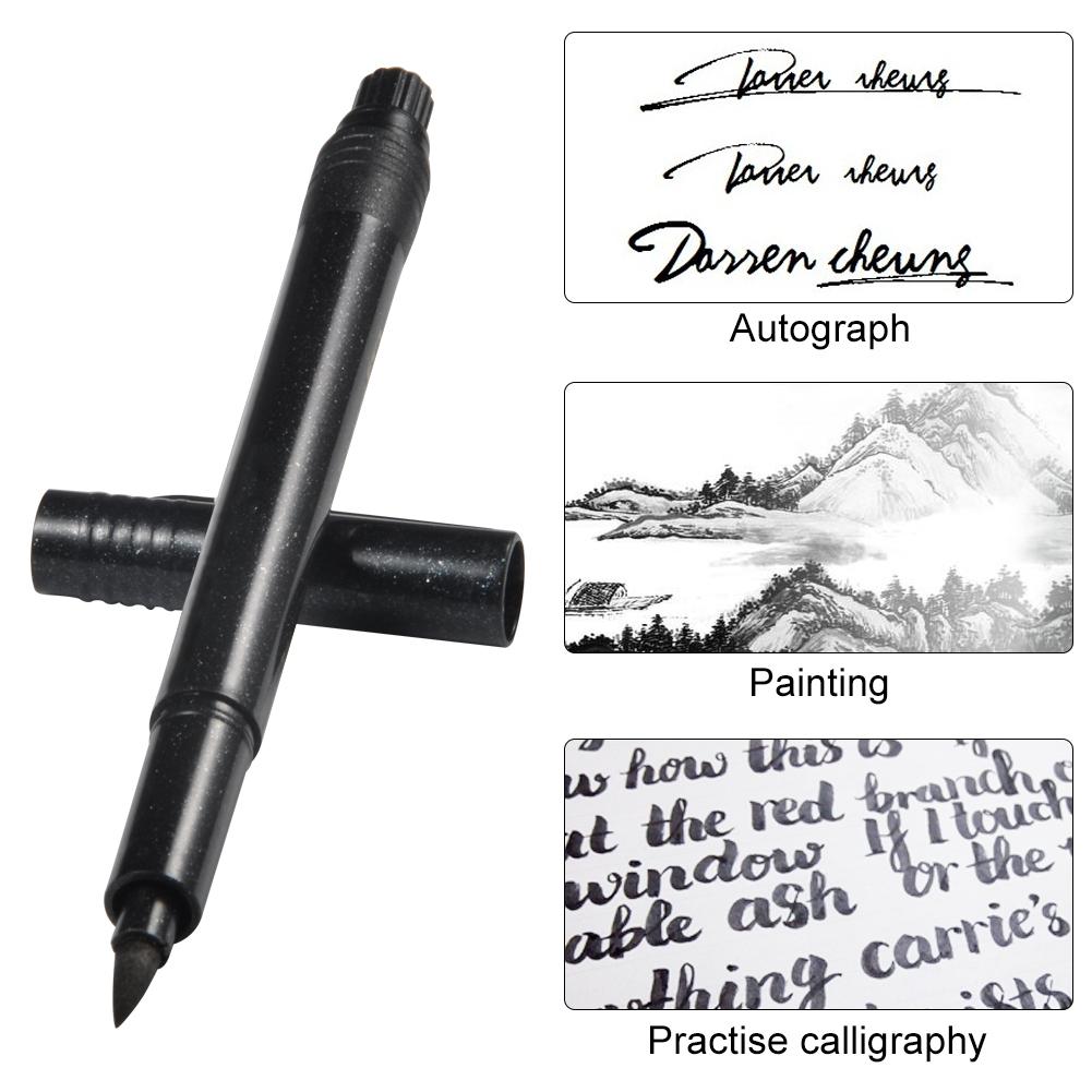 Pack of 3 Calligraphy Pen Set Brush Pen Soft Brush Tips Manga Writing Drawing Ink Pen Script Gi