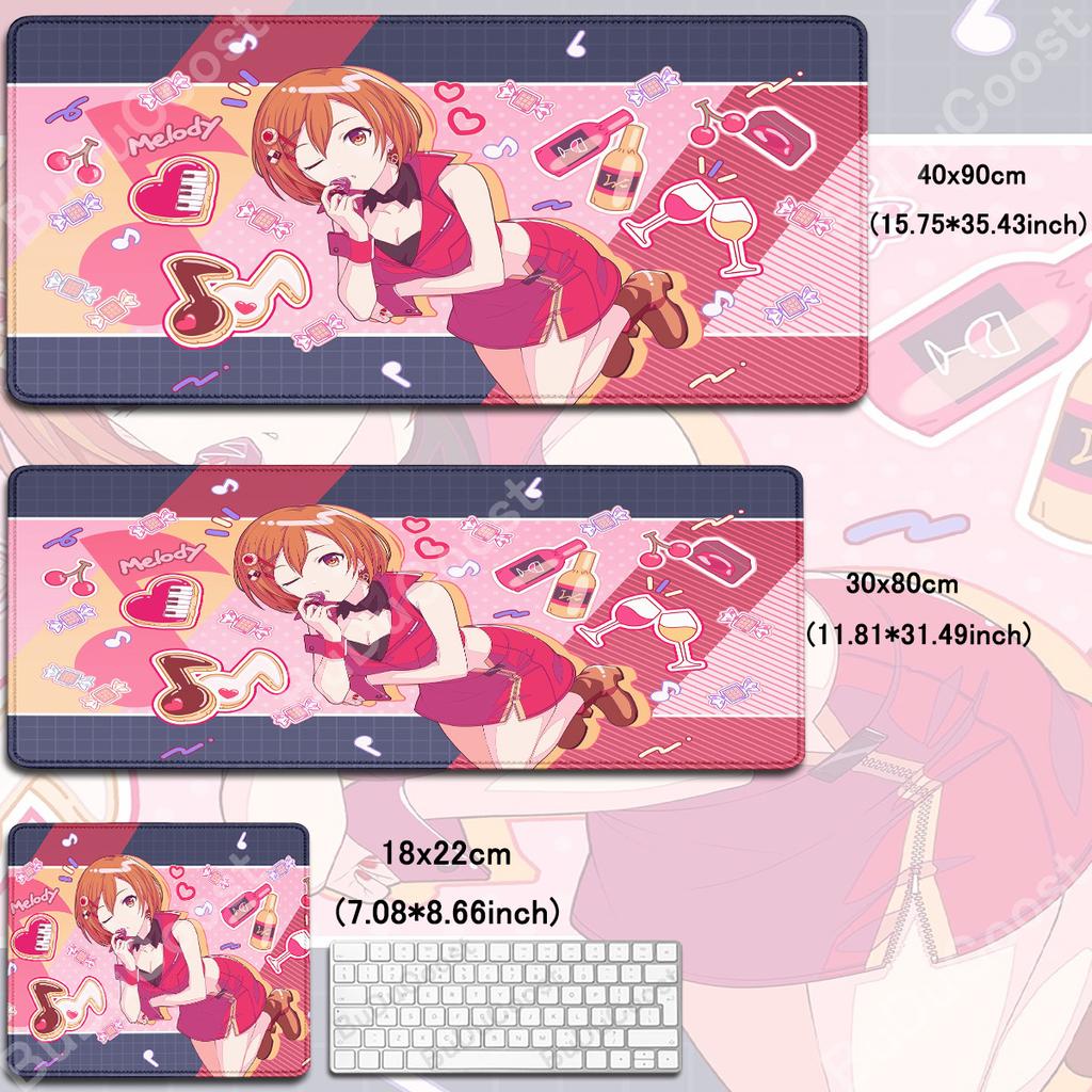 XXL Anime Mädchen HD Schreibtischmatte PJSK Project Sekai Colorful Stage Nightcord Gummi-Mauspad Großes Gaming Rutschfestes Tastatur Schutzmatte