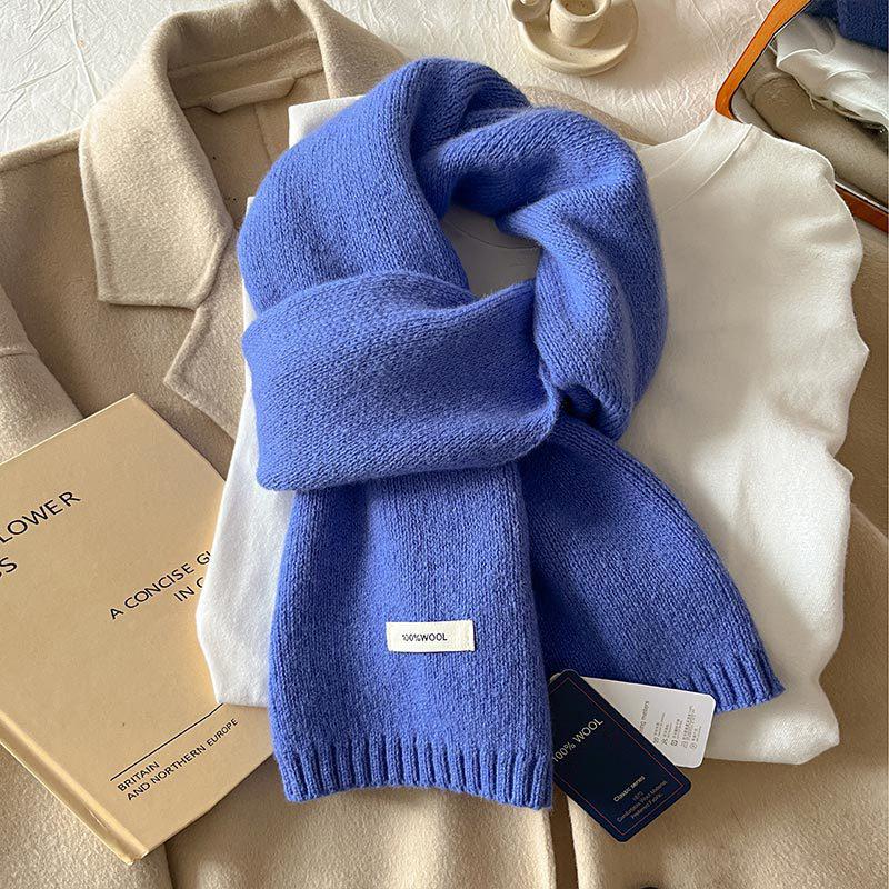 Winter Women Scarf Warm 100% Wool Knitted Shawls Casual Brand Neckerchief Cashmere Shawl Wrap Fashion Red Students Scarves