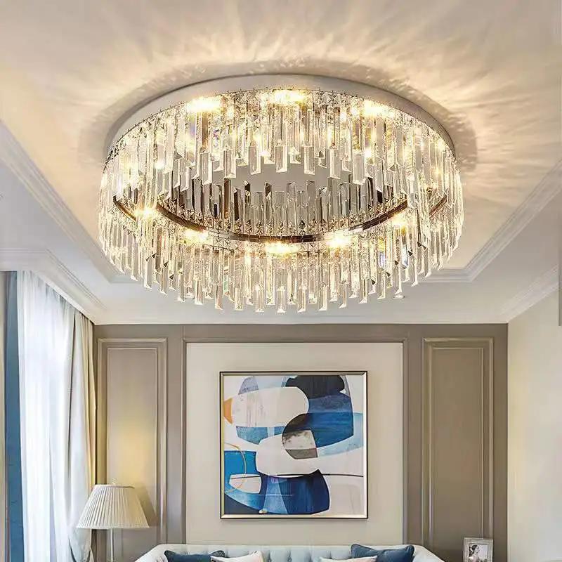 Round Light Luxury Crystal Ceiling Lamp Modern Minimalist Living Room Decoration Bedroom Whole House Indoor Lighting For Home