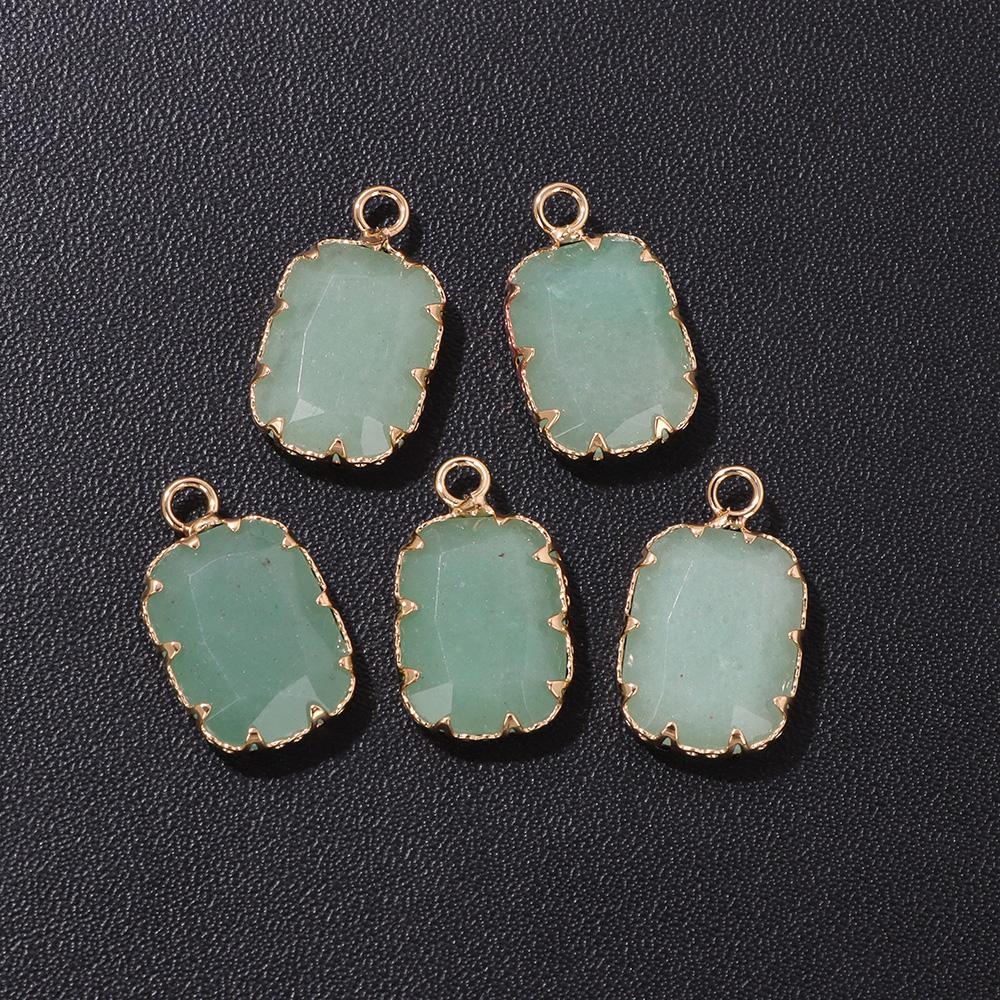 2pcs Natural Stone Pendant Quartz Lapis Chalcedony Amethysts Tiger Eye Stone Connector Charm For Making Necklace Bracelet
