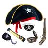 Pirate Compass Skull Print Hat Costume Kits for Treasure Hunt Stylish Role Play Accessories for Halloween Party