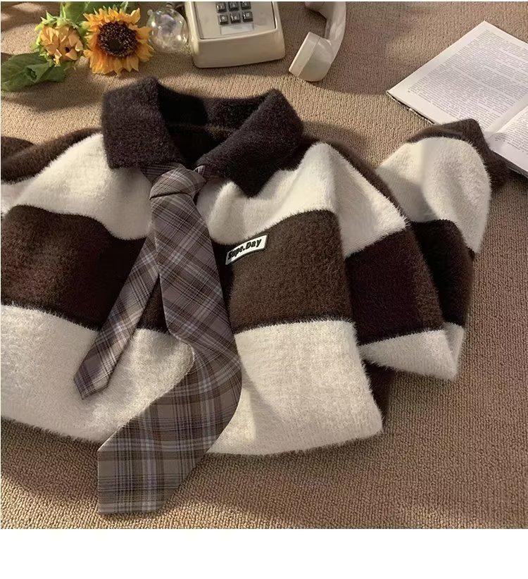 Herren Streifenpullover mit Polokragen – Trendiger Herbst/Winter Japanischer College-Stil, Dicke & Warme Strickjacke