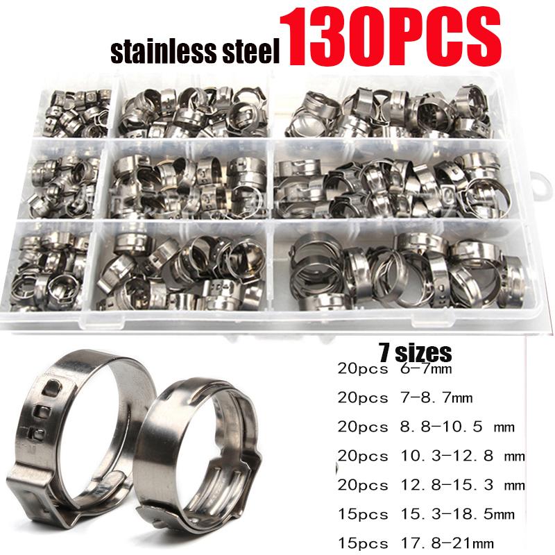 130/80/45pcs 304 Stainless Steel Hose Clamps 5.8-23.5mm Spring Clamps Fuel Water Hose Pipe Clamps Clips  +1PCS Pliers Tool