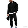 Men's Casual Fleece And Thickened Sportswear Set, Solid Color Long-sleeved Zipper Jacket, Drawstring Sweatpants Two-piece Set