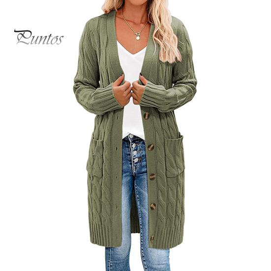 

Женский свитер, кардиган с V-образным вырезом, длинным рукавом, перекрученной текстурой, трикотажными топами с карманами, однотонный трикотажный жакет на пуговицах S армия зеленый