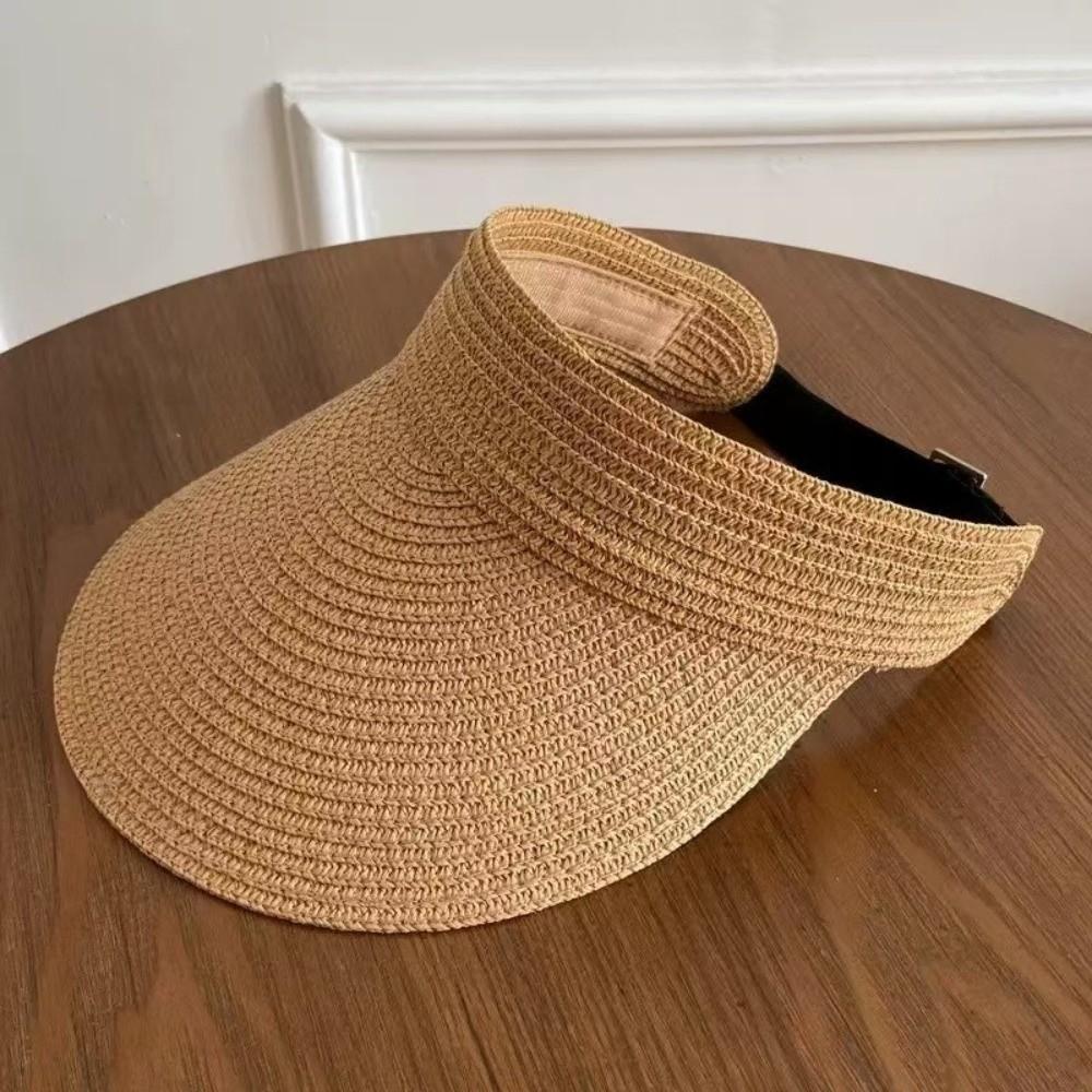 Breathable Straw Sun Cap Adjustable Wide Brim Beach Hat Simple Summer Visors Hat  Beach
