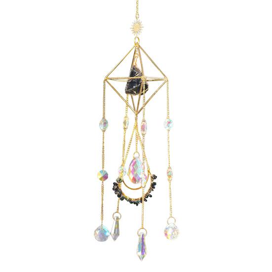 Faux Crystal Suncatcher for Window Natural Stone Rainbow Maker with Prism Pendant for Indoor Outdoor