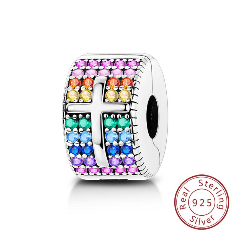 Fit Original Charms Beads Copper Clip Charms Zircon Silicone Spacer Beads For Bracelet Women Diy Gift Party