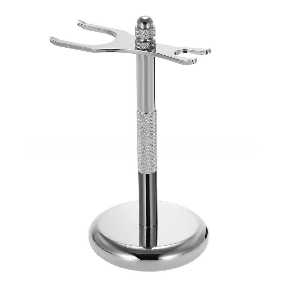 

Detachable Design Stainless Steel Safety Razor Holder Shaving Brush Stand , Weighted Bottom for Extra Stability, Silver/Black