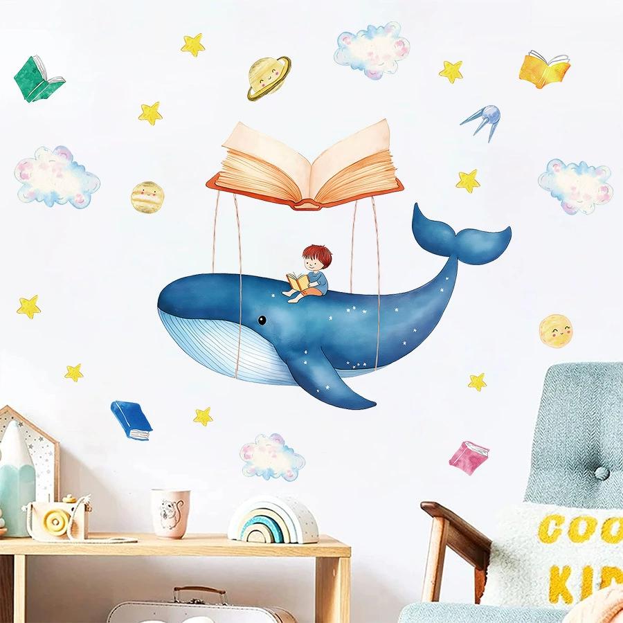 

1pc Cartoon Cute Whale Seaworld Wall Stickers for Kids Room Children s Room Removable Living Room Nursery Decoration Wall Decals 30x90CM