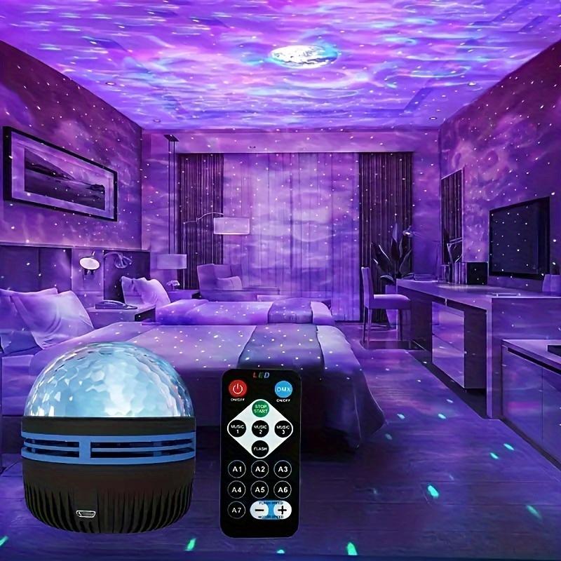 5V USB Water Wave Starry Sky Projector Light RGB Starry Sky Lamp with Remote Control & Rotation for Bedroom Holiday Home Decoration