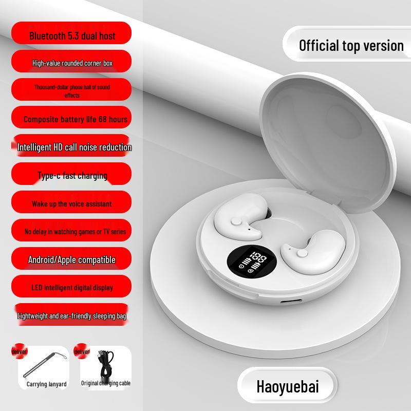 Y29 In-Ear Ultra-Thin Sleep Bluetooth 5.3 Earbuds: High Sound Quality, Long Battery Life, Digital Display.