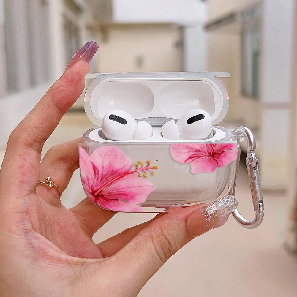 Transparent flower pattern headphone cover for AirPods Pro2/Pro3/Pro anti drop headphone cover for AirPods4/3/1/2shock-absorbing