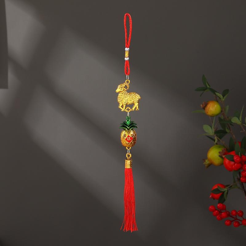 2027 Chinese New Year Goat Hanging Ornament Red Tassel Lucky Spring Festival Decor Gifts