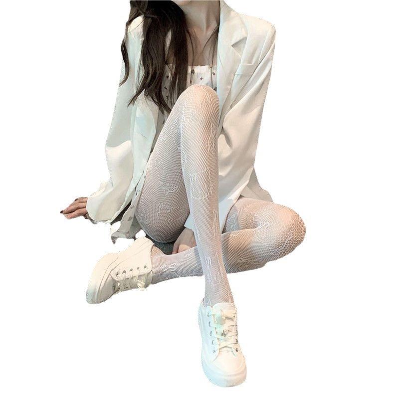 Kitty Y2K Harajuku Black Cat Fishnet Stockings with Hollowed-Out Design