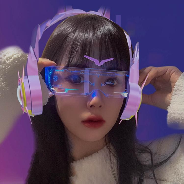 Chemion LED Visor Rave Glasses for Men Cosplay Festivals Halloween Bars Clubs