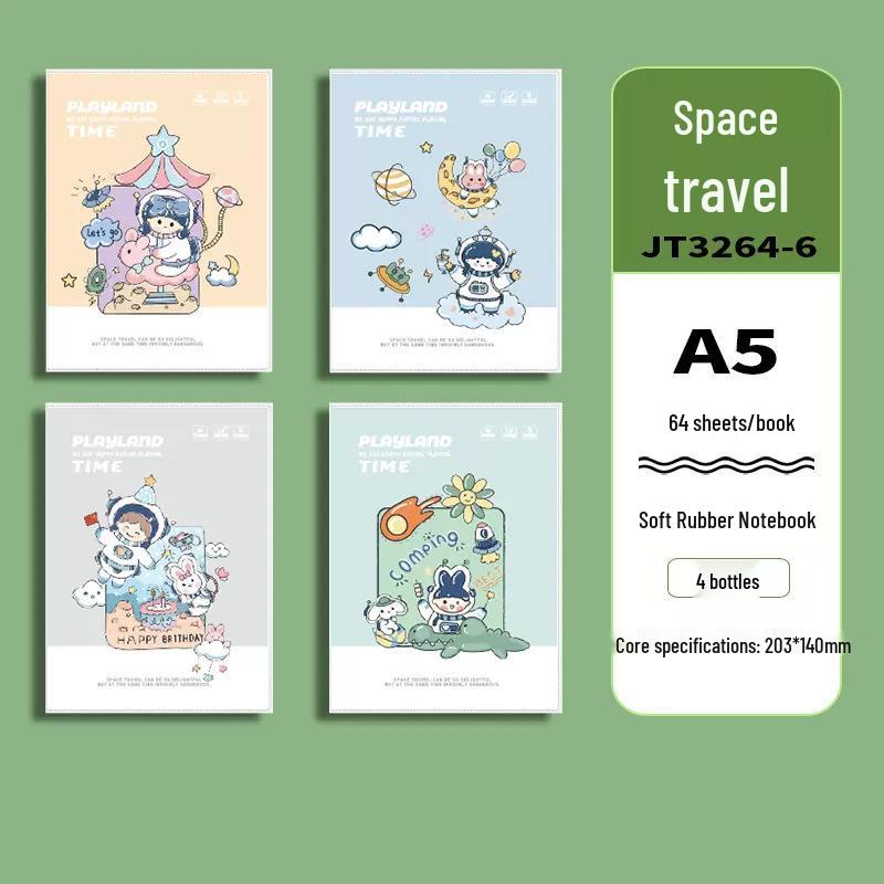Soft Leather Student Notebook - A5/B5 Lined, Thick Cartoon Diary