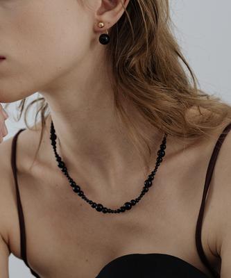 Tou [Silver925] Tb003 Onyx Mix Black Ball Necklace