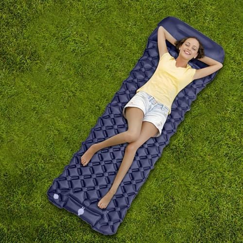 Inflatable Camping Pad Waterproof Lightweight Foldable Sleeping Mat for Tent Travel Single Person Blue