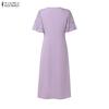 ZANZEA Women Elegant Lace Patchwork Casual V-Neck Short Sleeve Dress