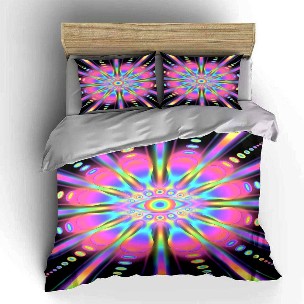 Colorful Psychedelic Art Set Home Soft Comfortable Duvet Cover Bedding Set Included 1*Duvet Cover & 2*Pillowcases, Gift