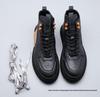 Men’s Retro High-Top Canvas & Leather Boots – Warm, Velvet-Lined, Lace-Up Casual Winter Shoes
