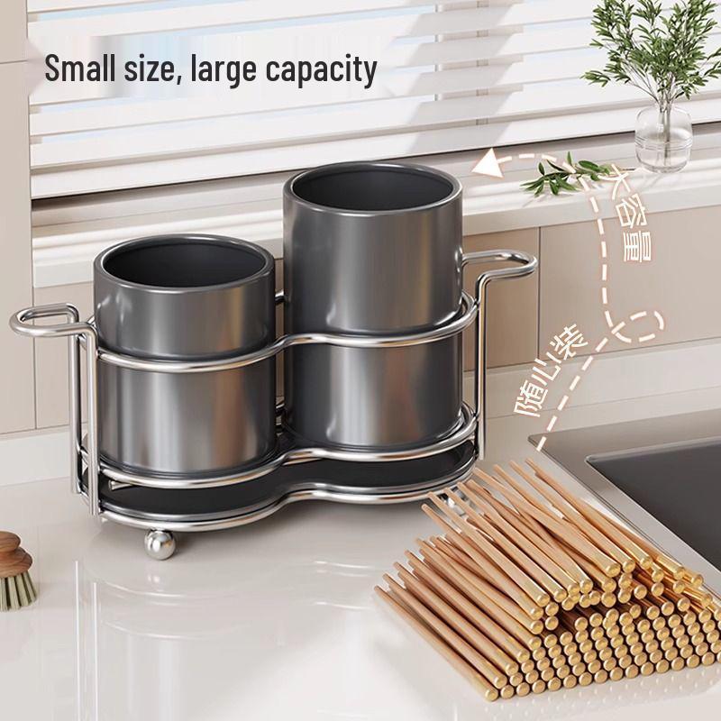 Stylowy pojemnik na sztućce i pałeczki: Odprowadza wodę, zapobiega pleśni i organizuje łyżki oraz łopatki