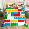 3D Building Block Pattern Duvet Cover Set Boys Girls Bedroom Fun Brick Printing Bedding Set Geometric Rectangle Comforter Cover