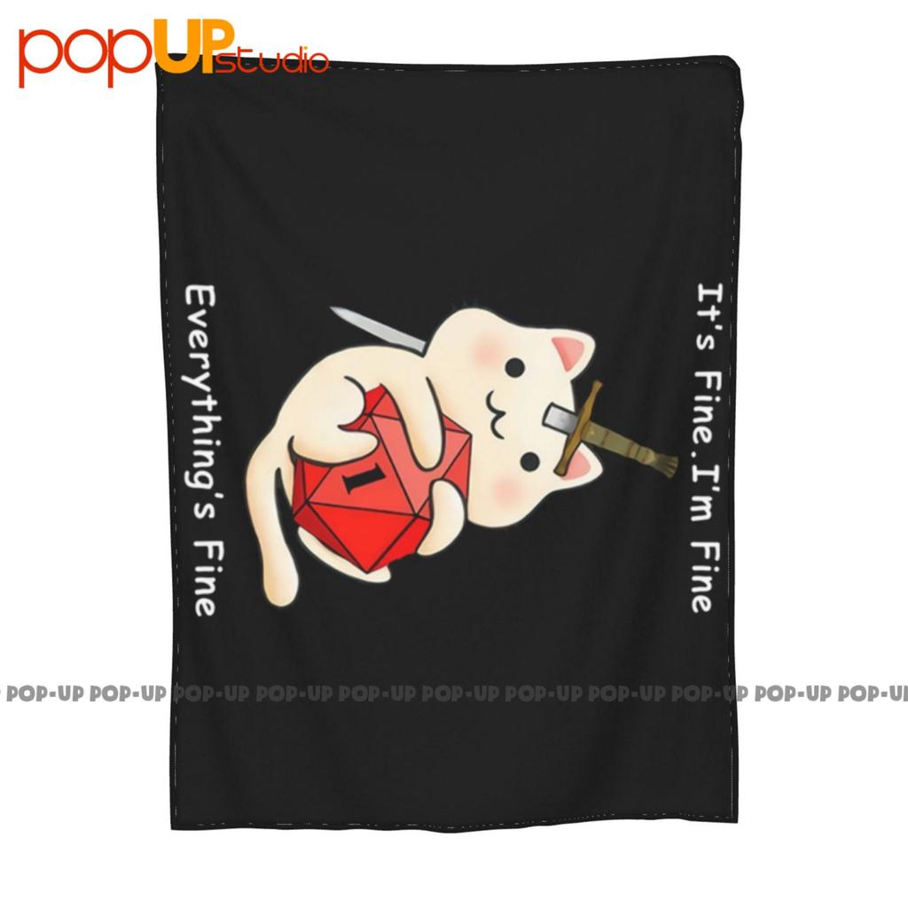 Funny Meowster Dnd Coffee It S Fine I M Fine Everything Ultra-Soft Blanket Quilt Winter Sofa Cover Bed Covers