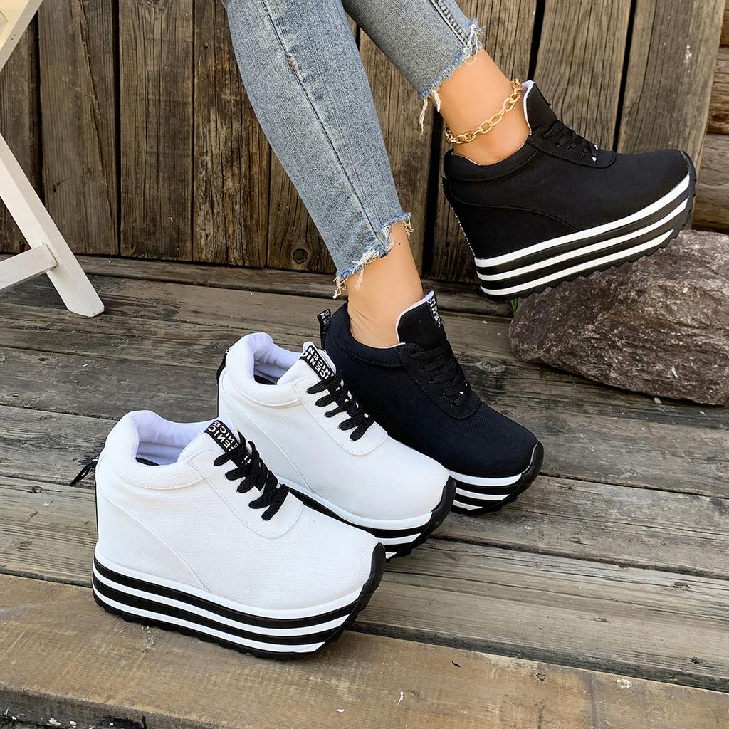 Fashion Women Boots Luxury High Heels Chunky Sneakers Women Spring Thick Bottom Height Increasing Casual Boots Woman Comfortable Shoes