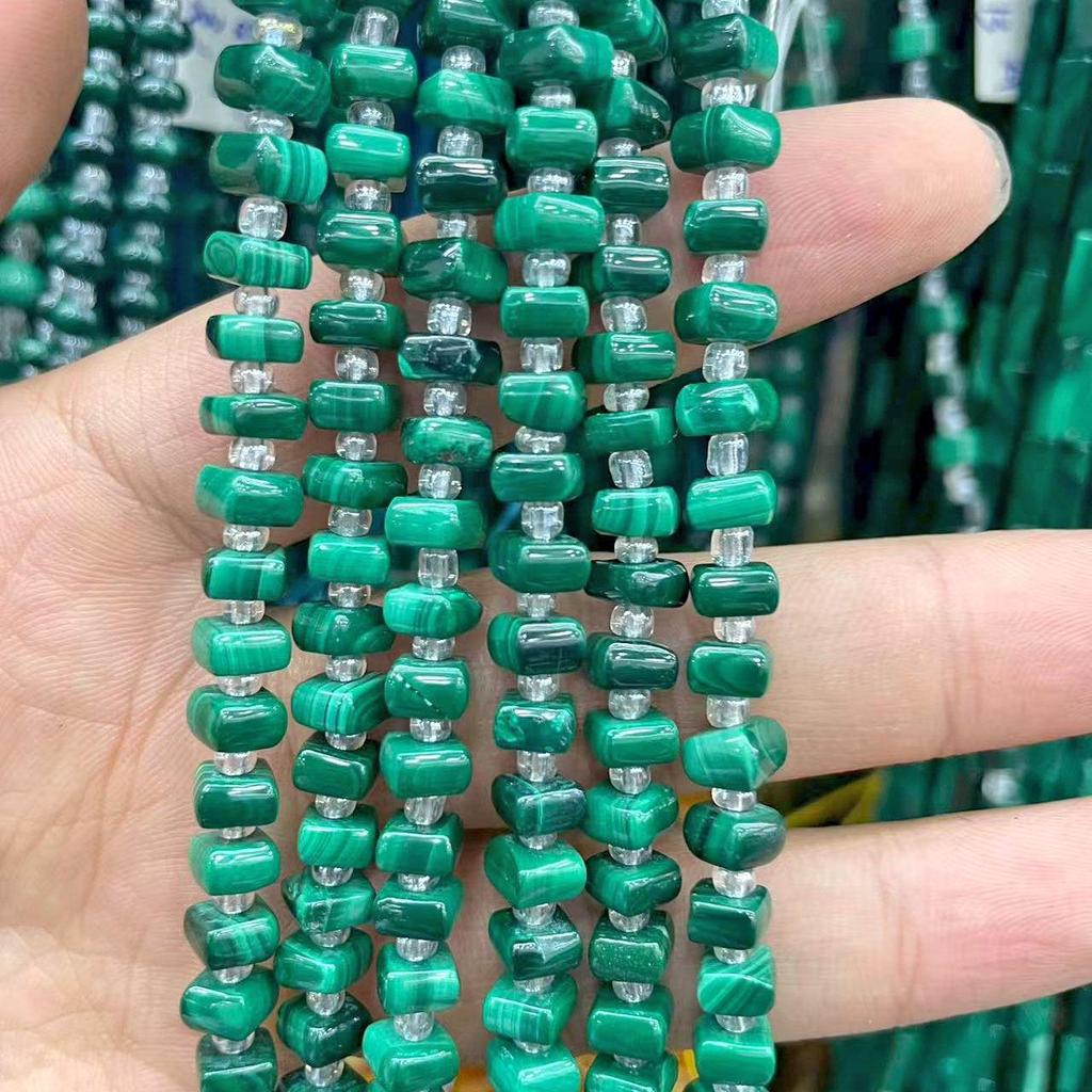 Pure Natural Malachite Tube & Oval Abacus Loose Beads for DIY Bracelet Jewelry