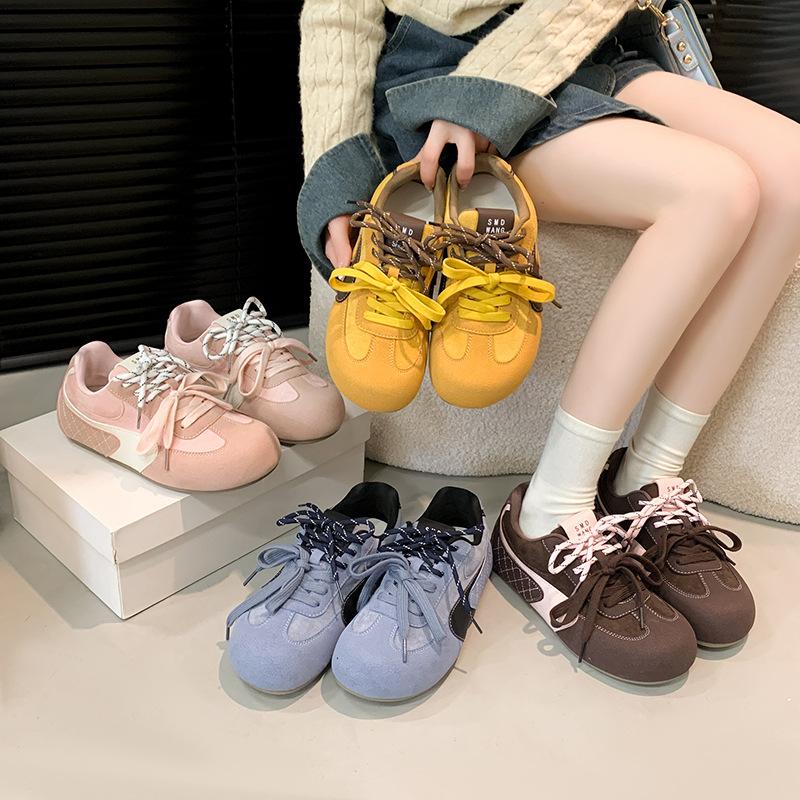 Atmosphere moral training shoes women's leather spring new inner height increase soft sole mango head ugly cute leisure sports Forrest Gump shoes