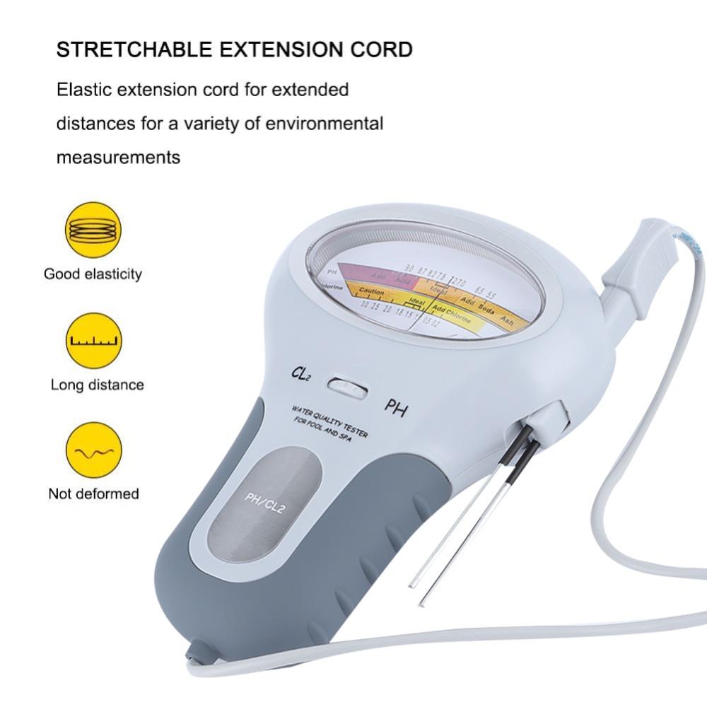Plastic Water Quality Tester 2-in-1 PH Level Meter Durable Spa Water Analyzer