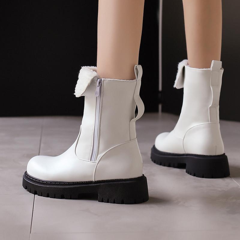 Women's low-heeled short boots autumn and winter new warm plush short boots versatile large-size short boots