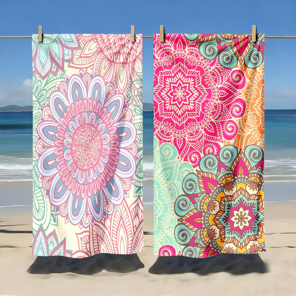 2pcs Boho Floral Leopard Print Tropical Beach Towel Beach Towels for Summer Vacation