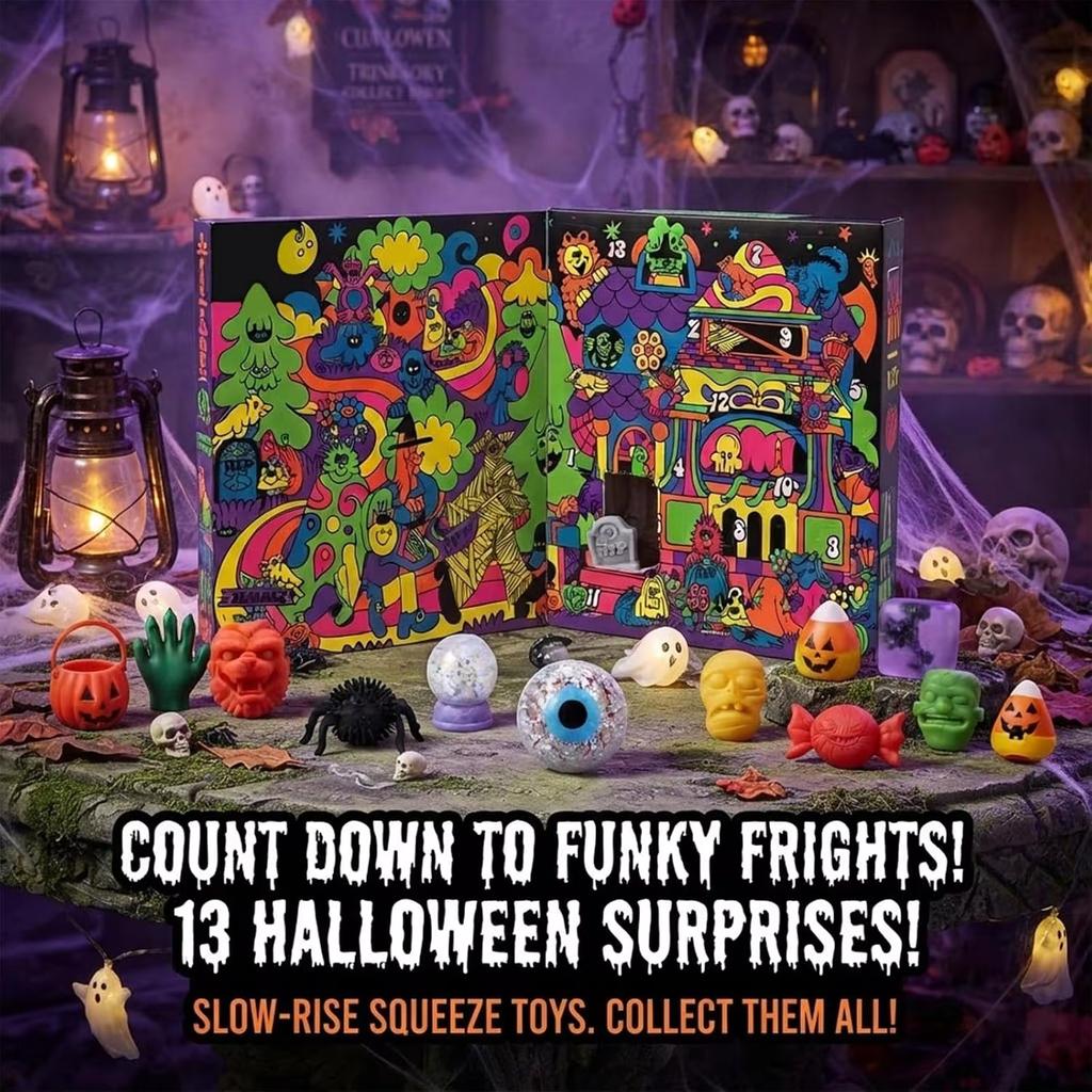 Needoh 13-Day Halloween Advent Calendar Funky Frights Theme Spooky Squishy Slow Rise Stress Relief Toys Countdown Gift Box