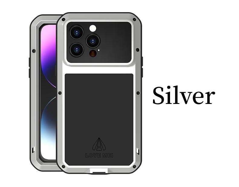 

Lovemei Original Powerful 360 Armor Heavy Duty Metal Tank Protection Case for iPhone 13 12 mini 14 15 Pro Max 14 Plus 11 SE2 SE3 iPhone 15 Pro срібний