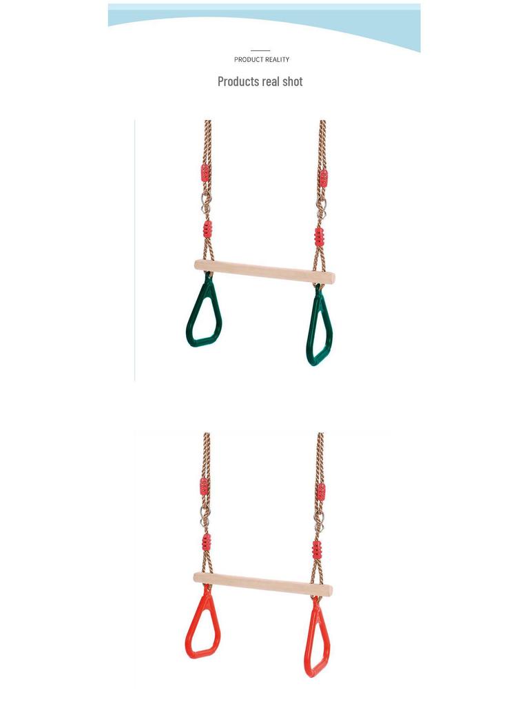Children's Outdoor/Indoor Monkey Bar Swing with Plastic Rings and Wooden Bar