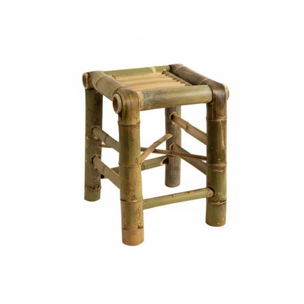 Quadratischer Bambus-Sitz Handgefertigt Niedriger Hocker Retro-Design Langlebig Für Heimdekorateure Kleine Kinder