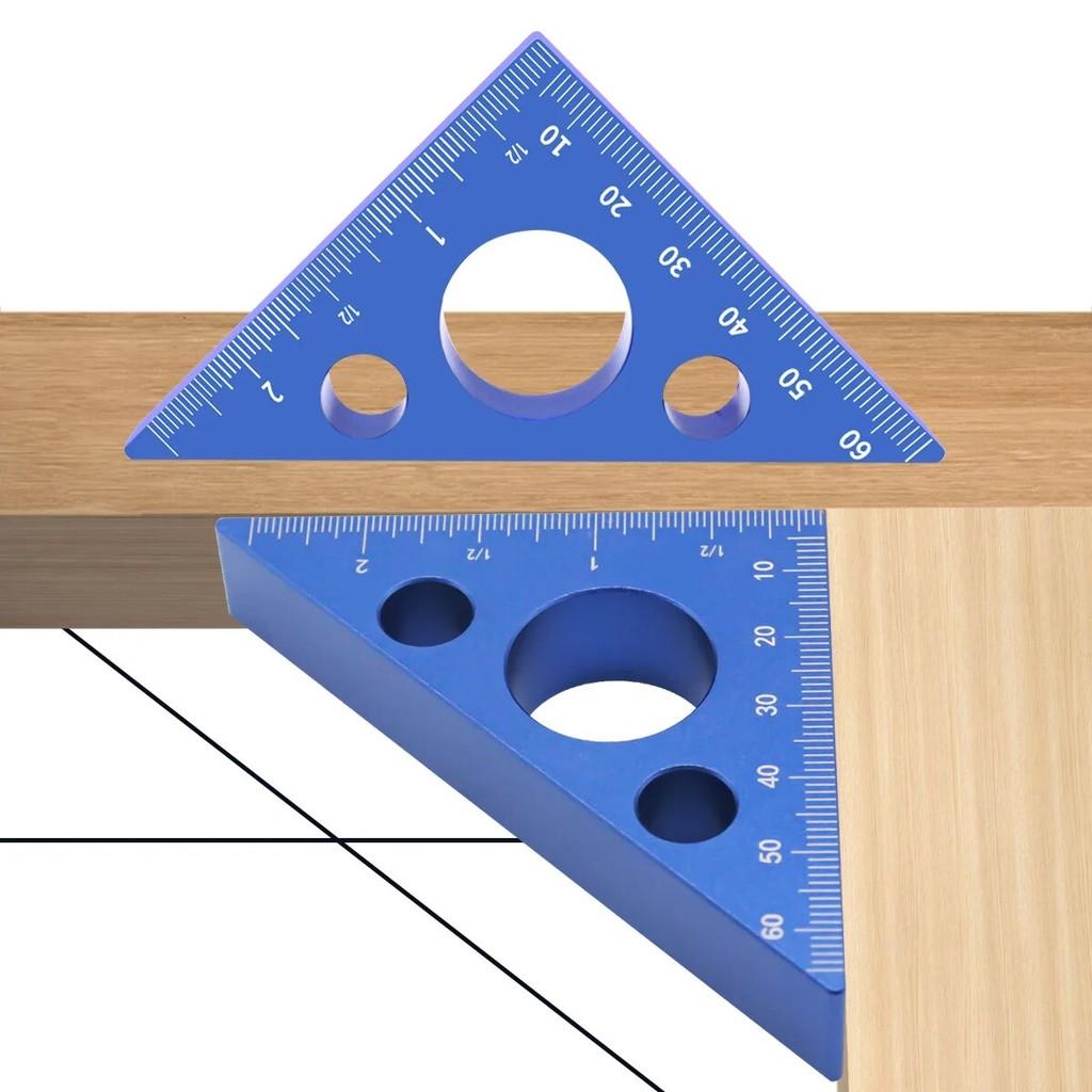 Squadra di Precisione Angolare Metrica 45/90 Gradi Lega di Alluminio Triangolo Spessorato Strumento Multifunzione per la Lavorazione del Legno