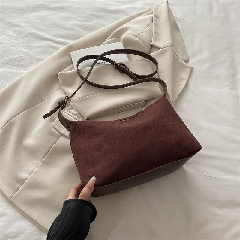 Faux Suede Lazy Tote Bag for Women Trendy Soft Shoulder Crossbody Purse