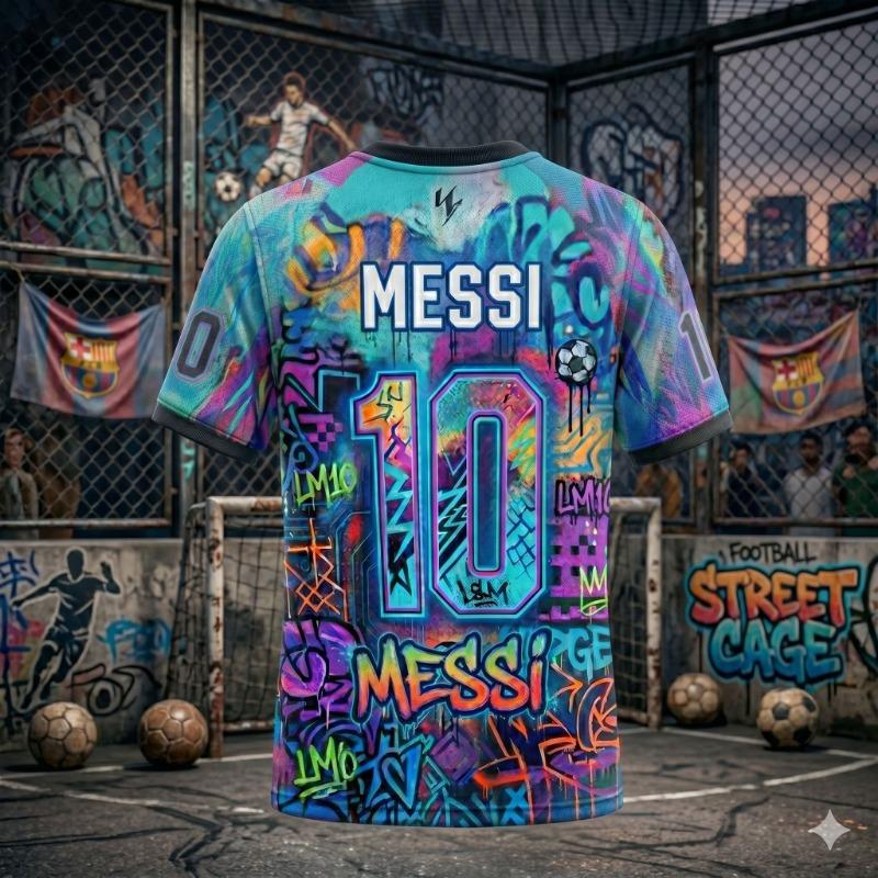 Short de Football Manches Courtes Graffiti Argentine Messi #10 Unisexe Enfants & Adultes
